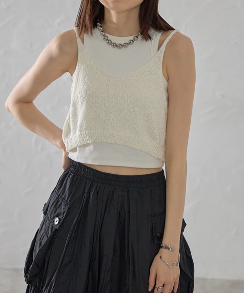 each（イーチ）の「【前後2WAY】もこもこレイヤードビスチェ（その他トップス・レディース・ホワイト/ブラウン/ネイビー・FREE）」の14枚目の写真