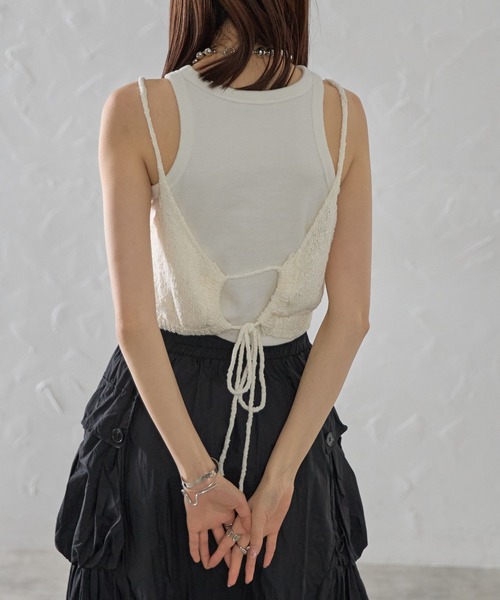 each（イーチ）の「【前後2WAY】もこもこレイヤードビスチェ（その他トップス・レディース・ホワイト/ブラウン/ネイビー・FREE）」の15枚目の写真