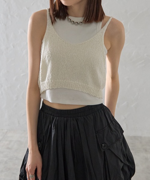 each（イーチ）の「【前後2WAY】もこもこレイヤードビスチェ（その他トップス・レディース・ホワイト/ブラウン/ネイビー・FREE）」の16枚目の写真