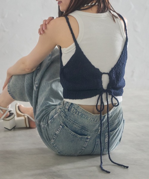 each（イーチ）の「【前後2WAY】もこもこレイヤードビスチェ（その他トップス・レディース・ホワイト/ブラウン/ネイビー・FREE）」の22枚目の写真