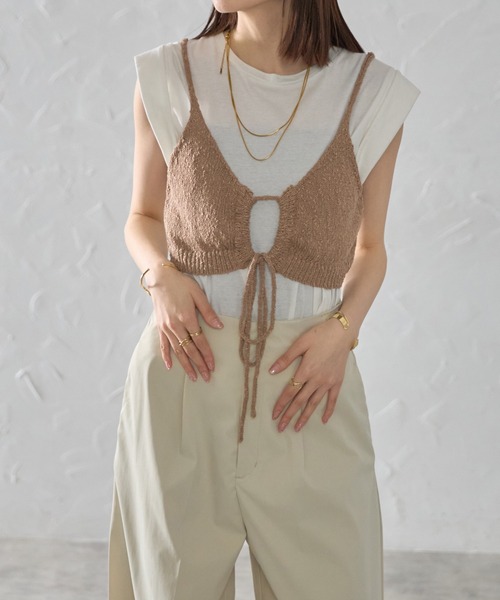 each（イーチ）の「【前後2WAY】もこもこレイヤードビスチェ（その他トップス・レディース・ホワイト/ブラウン/ネイビー・FREE）」の11枚目の写真