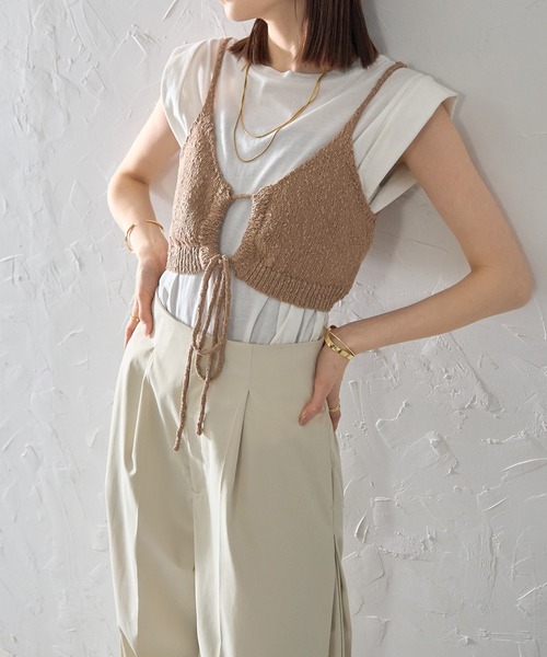 each（イーチ）の「【前後2WAY】もこもこレイヤードビスチェ（その他トップス・レディース・ホワイト/ブラウン/ネイビー・FREE）」の6枚目の写真