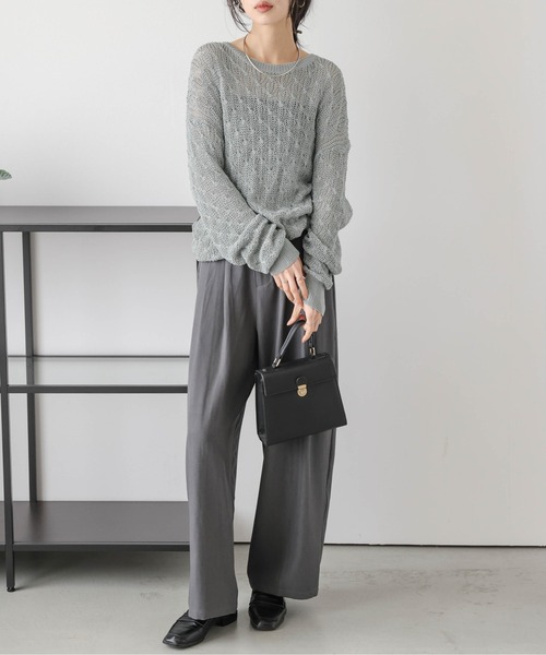 AMELY(エミリー)の「かぎ編みニットトップス(その他トップス・レディース・アイボリー/ブラック/グレー系/モカ・フリー)」の5枚目の写真
