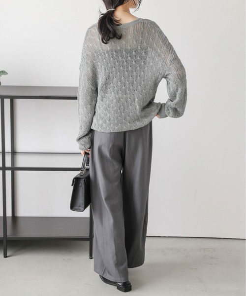 AMELY(エミリー)の「かぎ編みニットトップス(その他トップス・レディース・アイボリー/ブラック/グレー系/モカ・フリー)」の6枚目の写真