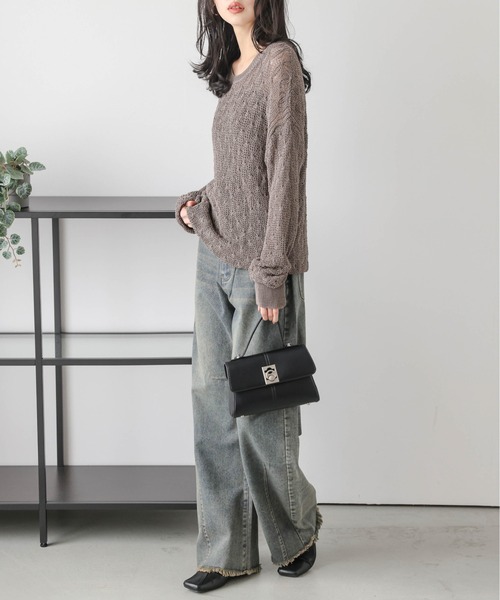 AMELY(エミリー)の「かぎ編みニットトップス(その他トップス・レディース・アイボリー/ブラック/グレー系/モカ・フリー)」の10枚目の写真