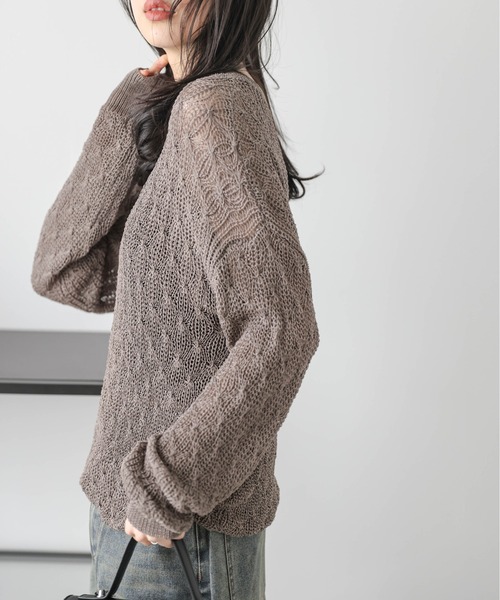 AMELY(エミリー)の「かぎ編みニットトップス(その他トップス・レディース・アイボリー/ブラック/グレー系/モカ・フリー)」の12枚目の写真