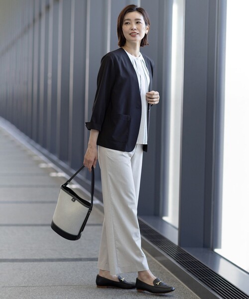 J.PRESS Ladies(J.プレス レディス)の「【洗える・接触冷感・吸水速乾】ドライリネンストレッチ ワイド パンツ(その他パンツ・レディース・ベージュ系/黄土色系/カーキ系・XS/S)」の11枚目の写真