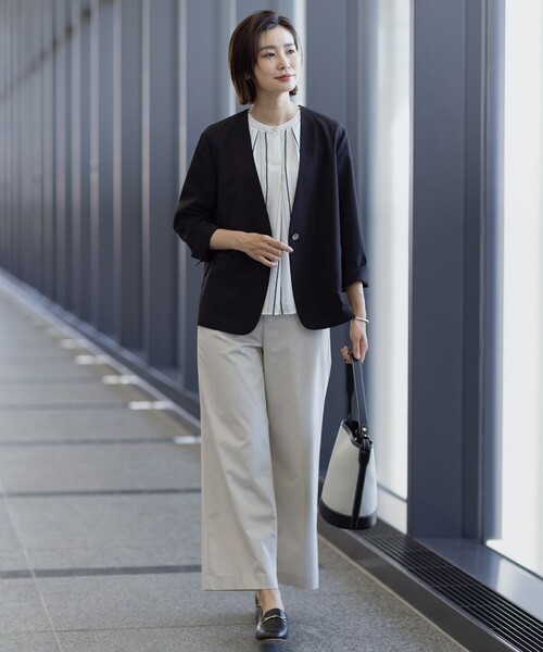 J.PRESS Ladies(J.プレス レディス)の「【洗える・接触冷感・吸水速乾】ドライリネンストレッチ ワイド パンツ(その他パンツ・レディース・ベージュ系/黄土色系/カーキ系・XS/S)」の12枚目の写真