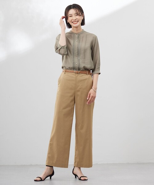 J.PRESS Ladies(J.プレス レディス)の「【洗える・接触冷感・吸水速乾】ドライリネンストレッチ ワイド パンツ(その他パンツ・レディース・ベージュ系/黄土色系/カーキ系・XS/S)」の15枚目の写真