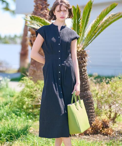 DRESSTERIOR（ドレステリア）の「【ポケットあり/後ろウエストゴム】フレンチスリーブリップルワンピース（ワンピース・レディース・ブラック/ダークブラウン・34/36/38）」の13枚目の写真