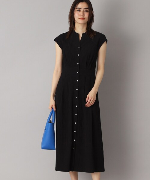 DRESSTERIOR（ドレステリア）の「【ポケットあり/後ろウエストゴム】フレンチスリーブリップルワンピース（ワンピース・レディース・ブラック/ダークブラウン・34/36/38）」の3枚目の写真