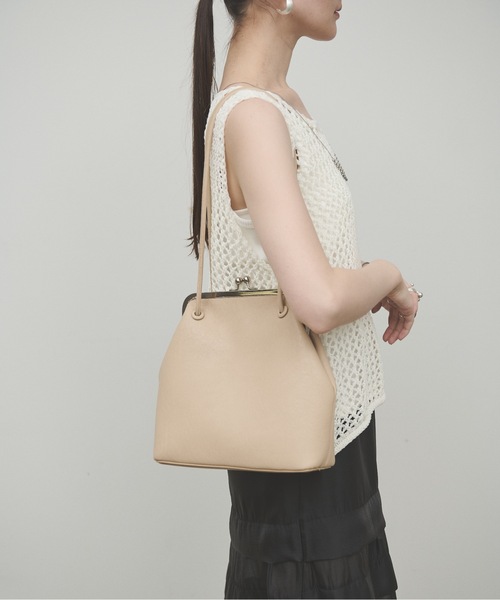 Mini bag with purse bag / ミニバック付ガマ口ハンドバック