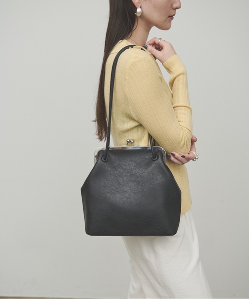 Lutim by u がま口ハンドバッグ ミニバッグ付き ブラック Mini bag with purse bag / ミニバック付ガマ口ハンドバック