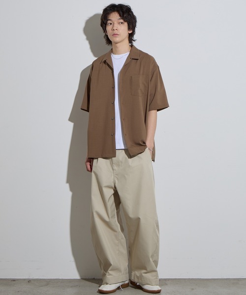 SLICK（スリック）の「【SLICK/スリック】T/C Twill Wide Silhouette Pants / 綿ポリエステルワイドシルエットバレルパンツ/バルーンシルエット / カーブパンツ（その他パンツ・メンズ・ブラウン/ブラック/グレイッシュベージュ・1/2/3）」の3枚目の写真
