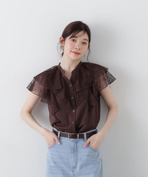 PROPORTION BODY DRESSING(プロポーションボディドレッシング)の「レースラッフルブラウス / 1215110500(シャツ/ブラウス・レディース・ネイビー/ブラウン/ホワイト系その他・FREE)」の5枚目の写真
