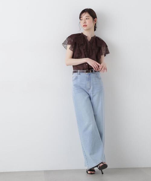 PROPORTION BODY DRESSING(プロポーションボディドレッシング)の「レースラッフルブラウス / 1215110500(シャツ/ブラウス・レディース・ネイビー/ブラウン/ホワイト系その他・FREE)」の6枚目の写真