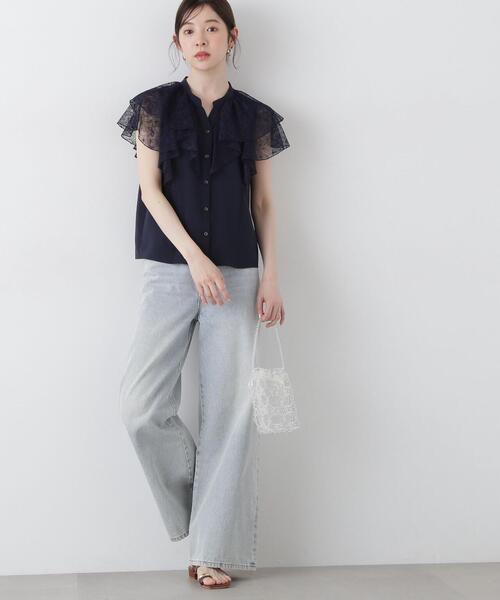 PROPORTION BODY DRESSING(プロポーションボディドレッシング)の「レースラッフルブラウス / 1215110500(シャツ/ブラウス・レディース・ネイビー/ブラウン/ホワイト系その他・FREE)」の15枚目の写真