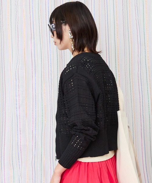 JETSET SOLO PLUS （ジェットセットソロプラス）の「【FONT LAB】サマークラフト透かし編みブルゾン（カーディガン/ボレロ・レディース・ブラック/グリーン/アイボリー・FREE）」の5枚目の写真
