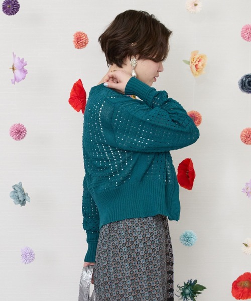 JETSET SOLO PLUS （ジェットセットソロプラス）の「【FONT LAB】サマークラフト透かし編みブルゾン（カーディガン/ボレロ・レディース・ブラック/グリーン/アイボリー・FREE）」の14枚目の写真