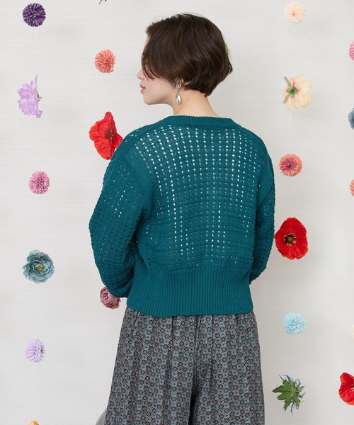 JETSET SOLO PLUS （ジェットセットソロプラス）の「【FONT LAB】サマークラフト透かし編みブルゾン（カーディガン/ボレロ・レディース・ブラック/グリーン/アイボリー・FREE）」の15枚目の写真