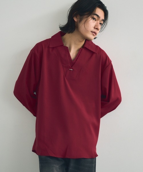 セール】Skipper long sleeve pullover shirt / スキッパーロング