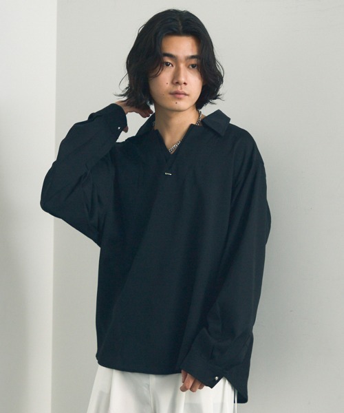 Shoowtime（ショウタイム）の「Skipper long sleeve pullover shirt / スキッパーロングスリーブプルオーバーシャツ（ポロシャツ・メンズ・ワインレッド/ホワイト/ブラック・MEDIUM/X-LARGE/LARGE）」の22枚目の写真