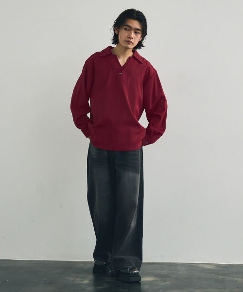 セール】Skipper long sleeve pullover shirt / スキッパーロング