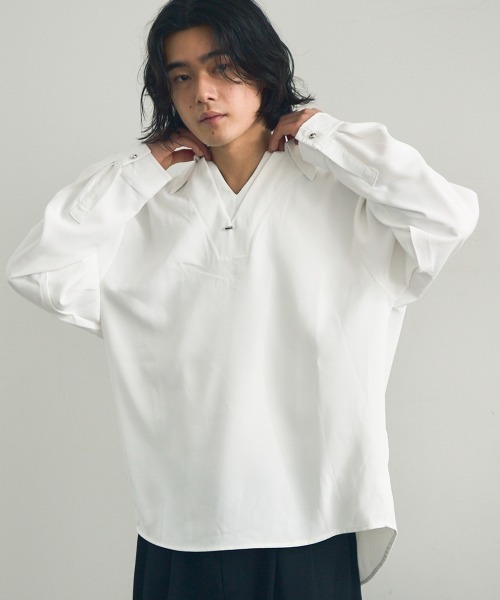 Shoowtime（ショウタイム）の「Skipper long sleeve pullover shirt / スキッパーロングスリーブプルオーバーシャツ（ポロシャツ・メンズ・ワインレッド/ホワイト/ブラック・MEDIUM/X-LARGE/LARGE）」の6枚目の写真
