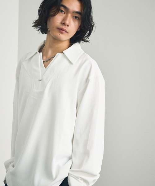 Shoowtime（ショウタイム）の「Skipper long sleeve pullover shirt / スキッパーロングスリーブプルオーバーシャツ（ポロシャツ・メンズ・ワインレッド/ホワイト/ブラック・MEDIUM/X-LARGE/LARGE）」の7枚目の写真