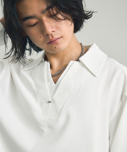Shoowtime（ショウタイム）の「Skipper long sleeve pullover shirt / スキッパーロングスリーブプルオーバーシャツ（ポロシャツ・メンズ・ワインレッド/ホワイト/ブラック・MEDIUM/X-LARGE/LARGE）」の12枚目の写真