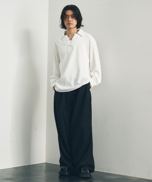 Shoowtime（ショウタイム）の「Skipper long sleeve pullover shirt / スキッパーロングスリーブプルオーバーシャツ（ポロシャツ・メンズ・ワインレッド/ホワイト/ブラック・MEDIUM/X-LARGE/LARGE）」の13枚目の写真
