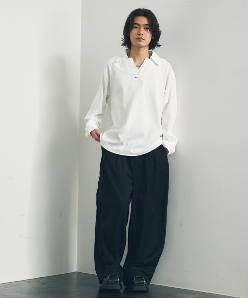 Shoowtime（ショウタイム）の「Skipper long sleeve pullover shirt / スキッパーロングスリーブプルオーバーシャツ（ポロシャツ・メンズ・ワインレッド/ホワイト/ブラック・MEDIUM/X-LARGE/LARGE）」の14枚目の写真