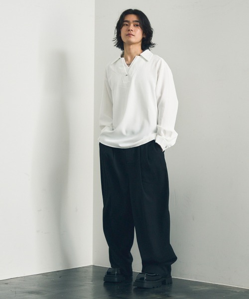 Shoowtime（ショウタイム）の「Skipper long sleeve pullover shirt / スキッパーロングスリーブプルオーバーシャツ（ポロシャツ・メンズ・ワインレッド/ホワイト/ブラック・MEDIUM/X-LARGE/LARGE）」の15枚目の写真