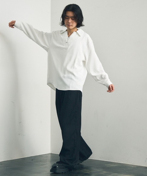 Shoowtime（ショウタイム）の「Skipper long sleeve pullover shirt / スキッパーロングスリーブプルオーバーシャツ（ポロシャツ・メンズ・ワインレッド/ホワイト/ブラック・MEDIUM/X-LARGE/LARGE）」の16枚目の写真