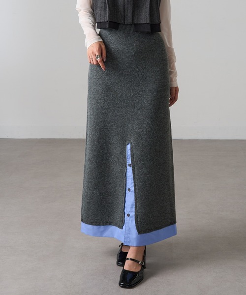 MAGASIN DE MODE Onjna(マガジンデモードオンジェナ )の「【MAGASIN DE MODE Onjna】(セットアップ対応) アルパカタッチ シャツドッキングスカート レイヤード DTK(スカート・レディース・チャコールグレー/ブラック・FREE)」の16枚目の写真