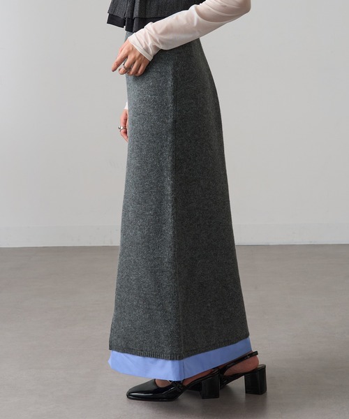 MAGASIN DE MODE Onjna(マガジンデモードオンジェナ )の「【MAGASIN DE MODE Onjna】(セットアップ対応) アルパカタッチ シャツドッキングスカート レイヤード DTK(スカート・レディース・チャコールグレー/ブラック・FREE)」の17枚目の写真