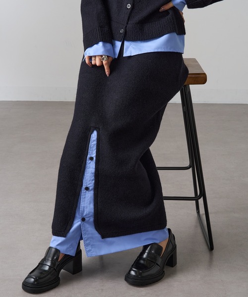 MAGASIN DE MODE Onjna(マガジンデモードオンジェナ )の「【MAGASIN DE MODE Onjna】(セットアップ対応) アルパカタッチ シャツドッキングスカート レイヤード DTK(スカート・レディース・チャコールグレー/ブラック・FREE)」の10枚目の写真
