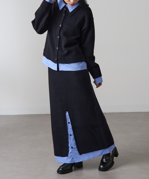 MAGASIN DE MODE Onjna(マガジンデモードオンジェナ )の「【MAGASIN DE MODE Onjna】(セットアップ対応) アルパカタッチ シャツドッキングスカート レイヤード DTK(スカート・レディース・チャコールグレー/ブラック・FREE)」の11枚目の写真