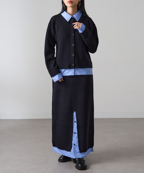 MAGASIN DE MODE Onjna(マガジンデモードオンジェナ )の「【MAGASIN DE MODE Onjna】(セットアップ対応) アルパカタッチ シャツドッキングスカート レイヤード DTK(スカート・レディース・チャコールグレー/ブラック・FREE)」の12枚目の写真