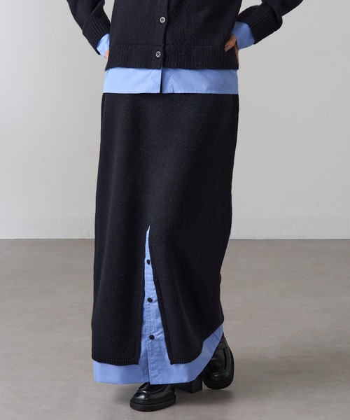 MAGASIN DE MODE Onjna(マガジンデモードオンジェナ )の「【MAGASIN DE MODE Onjna】(セットアップ対応) アルパカタッチ シャツドッキングスカート レイヤード DTK(スカート・レディース・チャコールグレー/ブラック・FREE)」の7枚目の写真