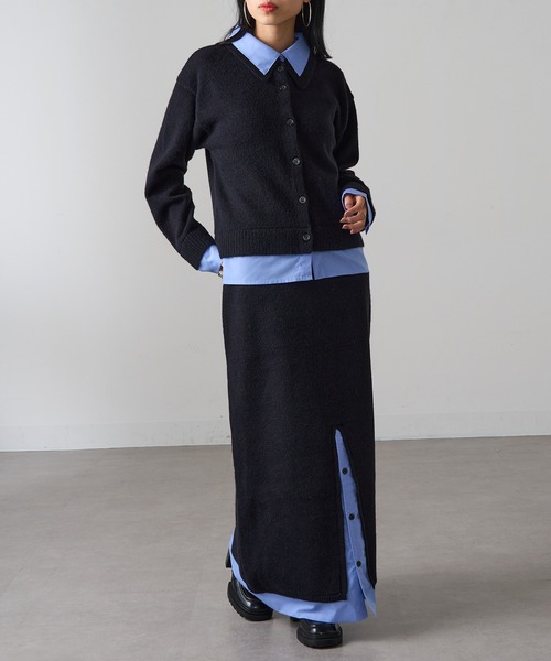 MAGASIN DE MODE Onjna(マガジンデモードオンジェナ )の「【MAGASIN DE MODE Onjna】(セットアップ対応) アルパカタッチ シャツドッキングスカート レイヤード DTK(スカート・レディース・チャコールグレー/ブラック・FREE)」の13枚目の写真