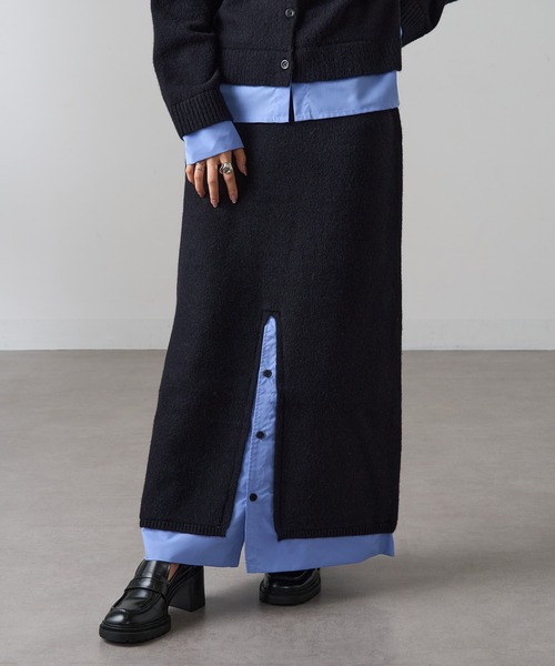 MAGASIN DE MODE Onjna(マガジンデモードオンジェナ )の「【MAGASIN DE MODE Onjna】(セットアップ対応) アルパカタッチ シャツドッキングスカート レイヤード DTK(スカート・レディース・チャコールグレー/ブラック・FREE)」の9枚目の写真