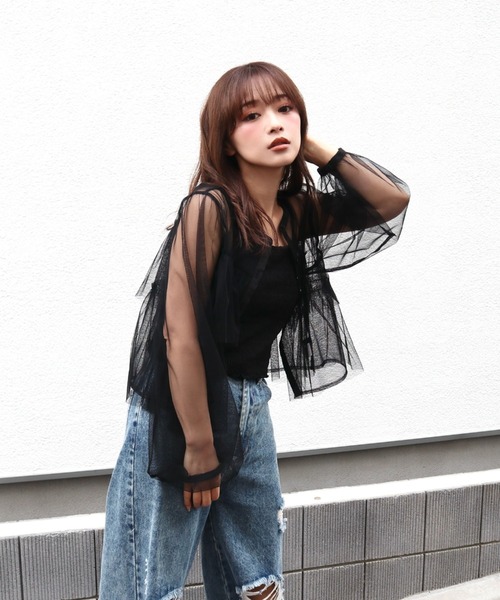 公式 CECIL McBEE（セシルマクビー）の「チェックオフショルブラウス トップス