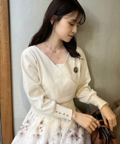 Cherie chuu（シェリーチュウ）の「【Cherie chuu】ブローチ付3wayニット（ニット/セーター・レディース・ベージュ/チャコールグレー/アイボリー・FREE）」の18枚目の写真