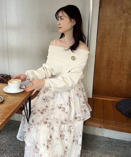 Cherie chuu（シェリーチュウ）の「【Cherie chuu】ブローチ付3wayニット（ニット/セーター・レディース・ベージュ/チャコールグレー/アイボリー・FREE）」の16枚目の写真