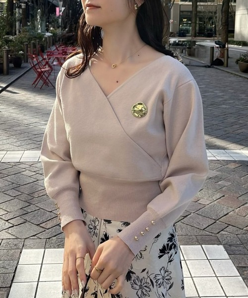 Cherie chuu（シェリーチュウ）の「【Cherie chuu】ブローチ付3wayニット（ニット/セーター・レディース・ベージュ/チャコールグレー/アイボリー・FREE）」の20枚目の写真