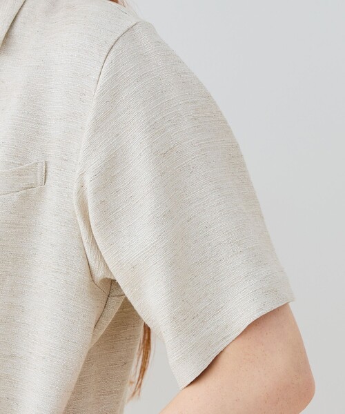 スムースリネン オープンカラージャンプスーツ（つなぎ/オールインワン