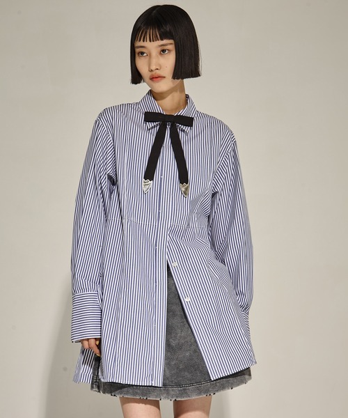 TOGA TOO/トーガトゥー】Metal ribbon clip tie/メタルリボンタイ