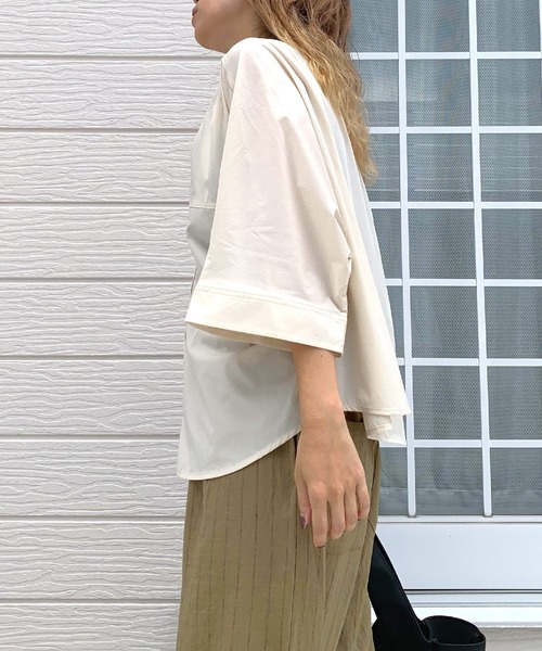 Q（キュー）の「ドルマンシャツ（シャツ/ブラウス・レディース・ブラック/アイボリー・MEDIUM）」の22枚目の写真