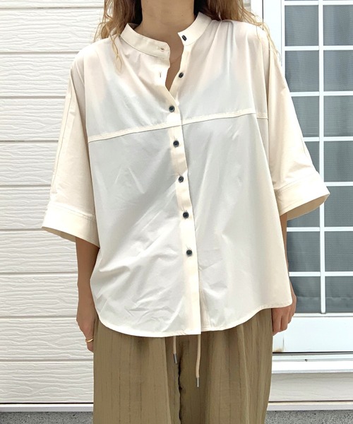 Q（キュー）の「ドルマンシャツ（シャツ/ブラウス・レディース・ブラック/アイボリー・MEDIUM）」の21枚目の写真